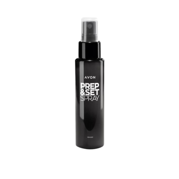 Text: Avon Prep & Set Spray for Long-Lasting Makeup